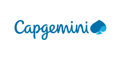 Capgemini logo: blue wordmark with a circular blue emblem on the right.